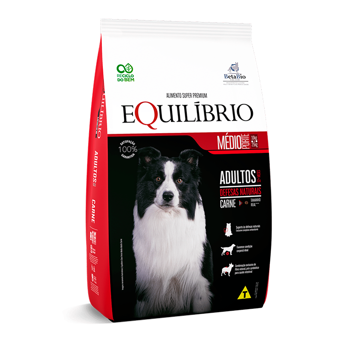 Ração Equilíbrio para Cachorro Adulto de Médio Porte Sabor Carne 12kg