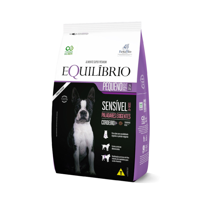 Ração Equilibrio para Cães Adultos Porte Pequeno Pele Sensível Sabor Cordeiro 7,5KG