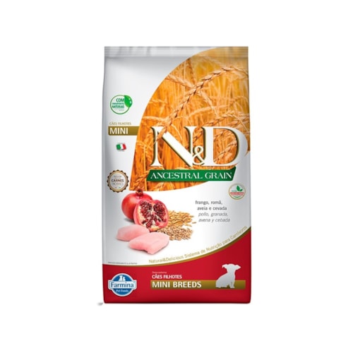 Ração Farmina N&D Ancestral Grain Cães Filhotes Mini Sabor Frango