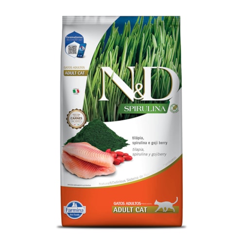 Ração Farmina N&D Spirulina para Gatos Adultos Sabor Tilápia