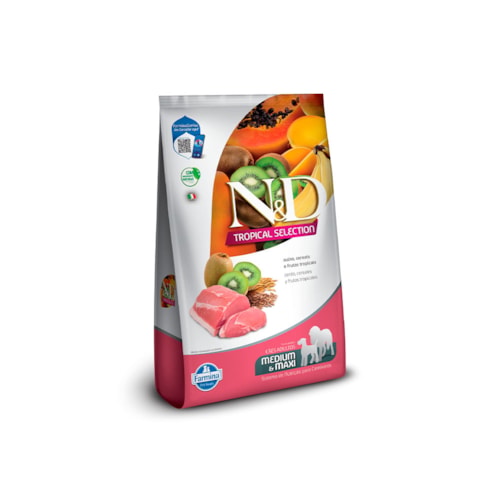 Ração Farmina N&D Tropical Selection Cães Adultos Porte Médio e Grande Suíno, Cereais e Frutas Tropicais 10kg