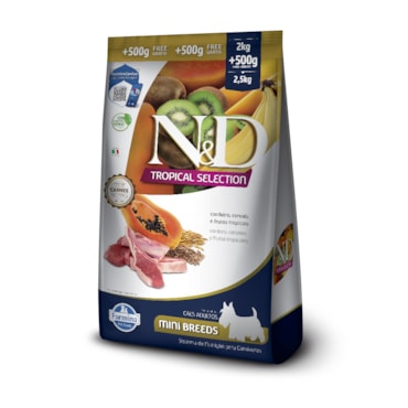 Ração Farmina N&D Tropical Selection Cães Adultos Porte Mini e Pequeno Cordeiro, Cereais e Frutas Tropicais