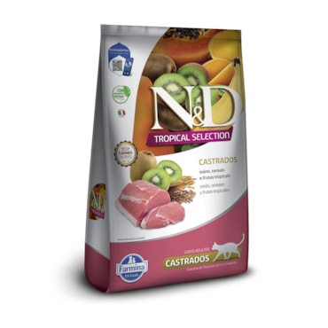 Ração Farmina N&D Tropical Selection Gatos Adultos Castrados Suíno, Cereais e Frutas Tropicais