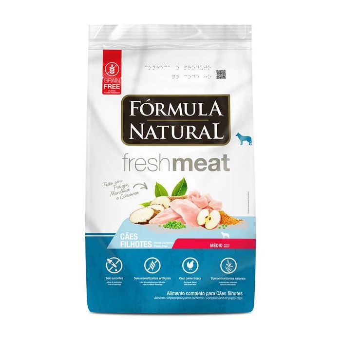 Ração Fórmula Natural Fresh Meat Cães Filhotes Raças Médias 12,0 kg
