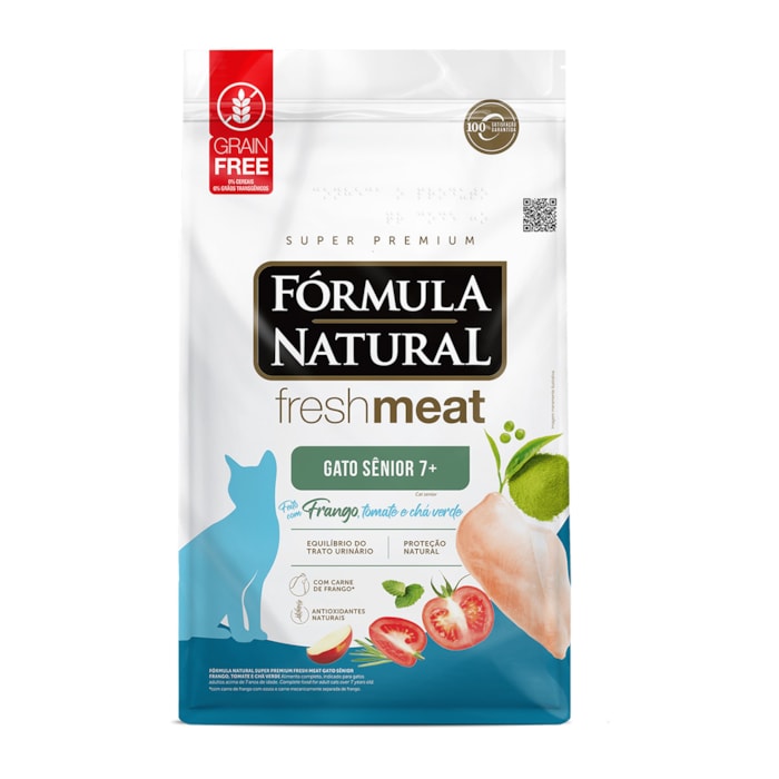 Ração Fórmula Natural Fresh Meat Gatos Sênior Frango Tomate e Chá Verde 10,1 kg
