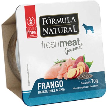 Ração Fórmula Natural Fresh Meat Gourmet Cães Adultos Frango, Batata Doce e Chia 70g 