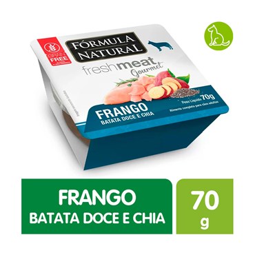 Ração Fórmula Natural Fresh Meat Gourmet Cães Adultos Frango, Batata Doce e Chia 70g 