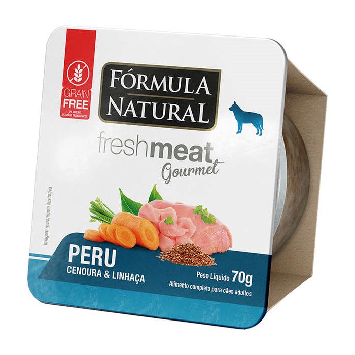 Ração Fórmula Natural Fresh Meat Gourmet Cães Adultos Peru, Cenoura e Linhaça 70g 