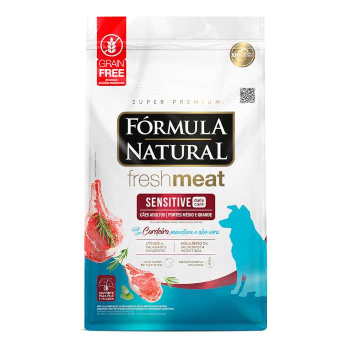 Ração Fórmula Natural Fresh Meat Sensitive Cães Adultos Portes Médio e Grande 12kg