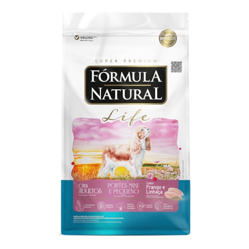 Ração Fórmula Natural Life Cães Adultos Raças Minis e Pequenas Frango e Linhaça 10,1kg