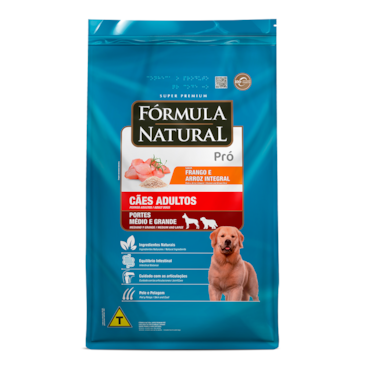 Ração Fórmula Natural Pró Super Premium Cães Adultos Portes Médio e Grande Sabor Frango e Arroz Integral 15kg