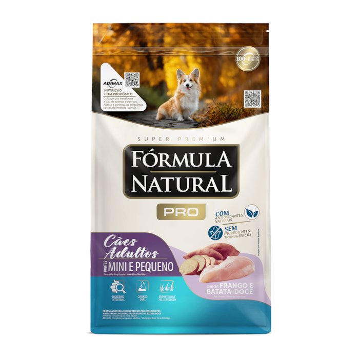 Ração Fórmula Natural Pró Super Premium Cães Adultos Portes Mini e Pequeno Sabor Frango e Arroz Integral 20kg