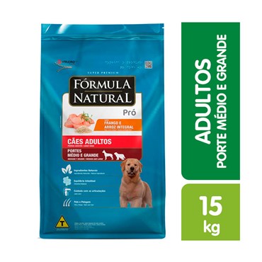 Ração Fórmula Natural Pró Super Premium Cães Adultos Raças Médias e Grandes Frango e Arroz Integral 15 kg