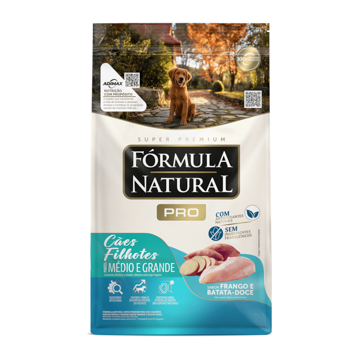 Ração Fórmula Natural Pró Super Premium Cães Filhotes Portes Médio e ...