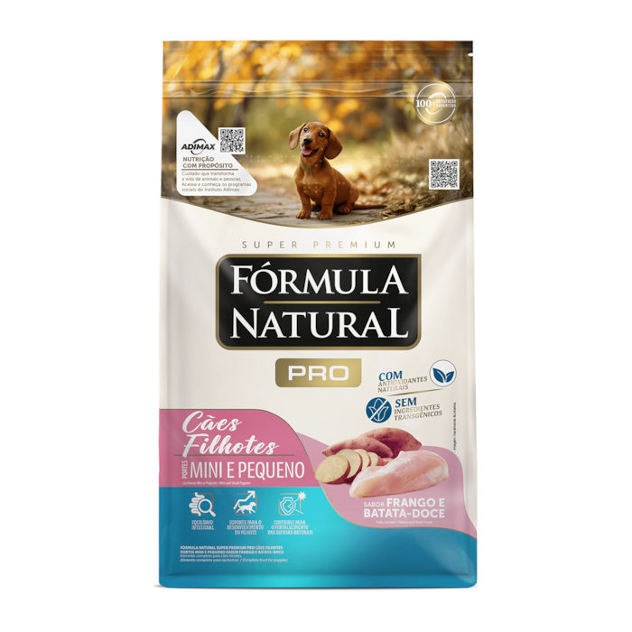 Ração Fórmula Natural Pró Super Premium Cães Filhotes Raças Mini e Pequenas Frango e Arroz Integral 2,5 kg