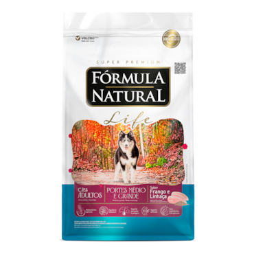 Ração Fórmula Natural Super Premium Life Cães Adultos Portes Médio e Grande Frango e Linhaça 15kg