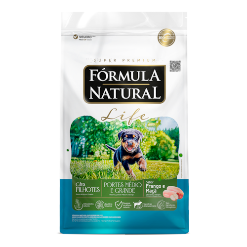 Ração Fórmula Natural Super Premium Life Cães Filhotes Portes Médio e Grande Frango e Maçã 2,5kg