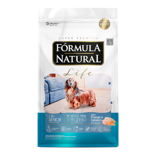 Ração Fórmula Natural Super Premium Life Cães Sênior Portes Mini e Pequeno Sabor Frango e Cenoura 15kg
