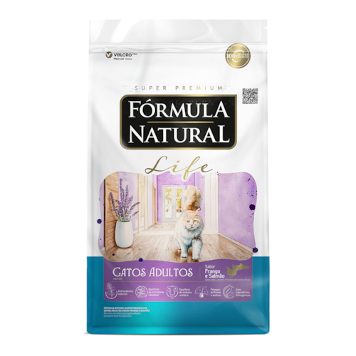 Ração Fórmula Natural Super Premium Life Gatos Adultos Sabor Frango e Salmão 1kg