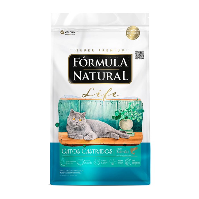 Ração Fórmula Natural Super Premium Life Gatos Castrados Salmão 1 kg