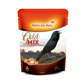 Ração Gold Mix Pássaro Preto 500g - Reino das Aves