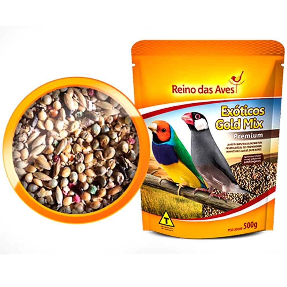 Ração Gold Mix Premium Reino das Aves para Pássaros Exóticos 500g