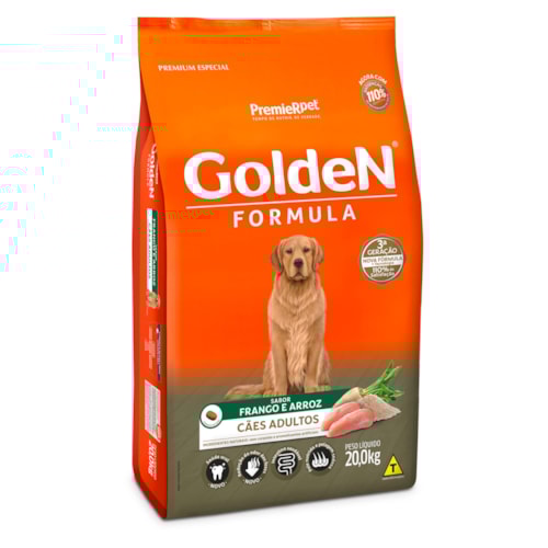 Ração Golden Fórmula Cães Adultos Frango e Arroz 20,0 kg