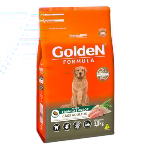 Ração Golden Fórmula Cães Adultos Frango e Arroz 3,0 kg