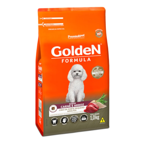 Ração Golden Formula Cães Adultos Porte Pequeno Mini Bits Sabor Carne e Arroz 1kg - imagem adicional