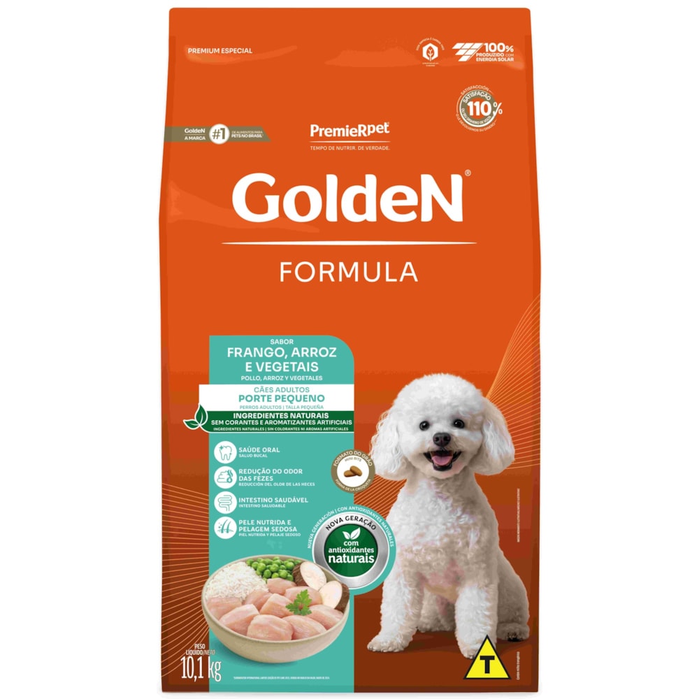 Ração Golden Formula Cães Adultos Porte Pequeno Mini Bits Sabor Frango e Arroz 10,1kg