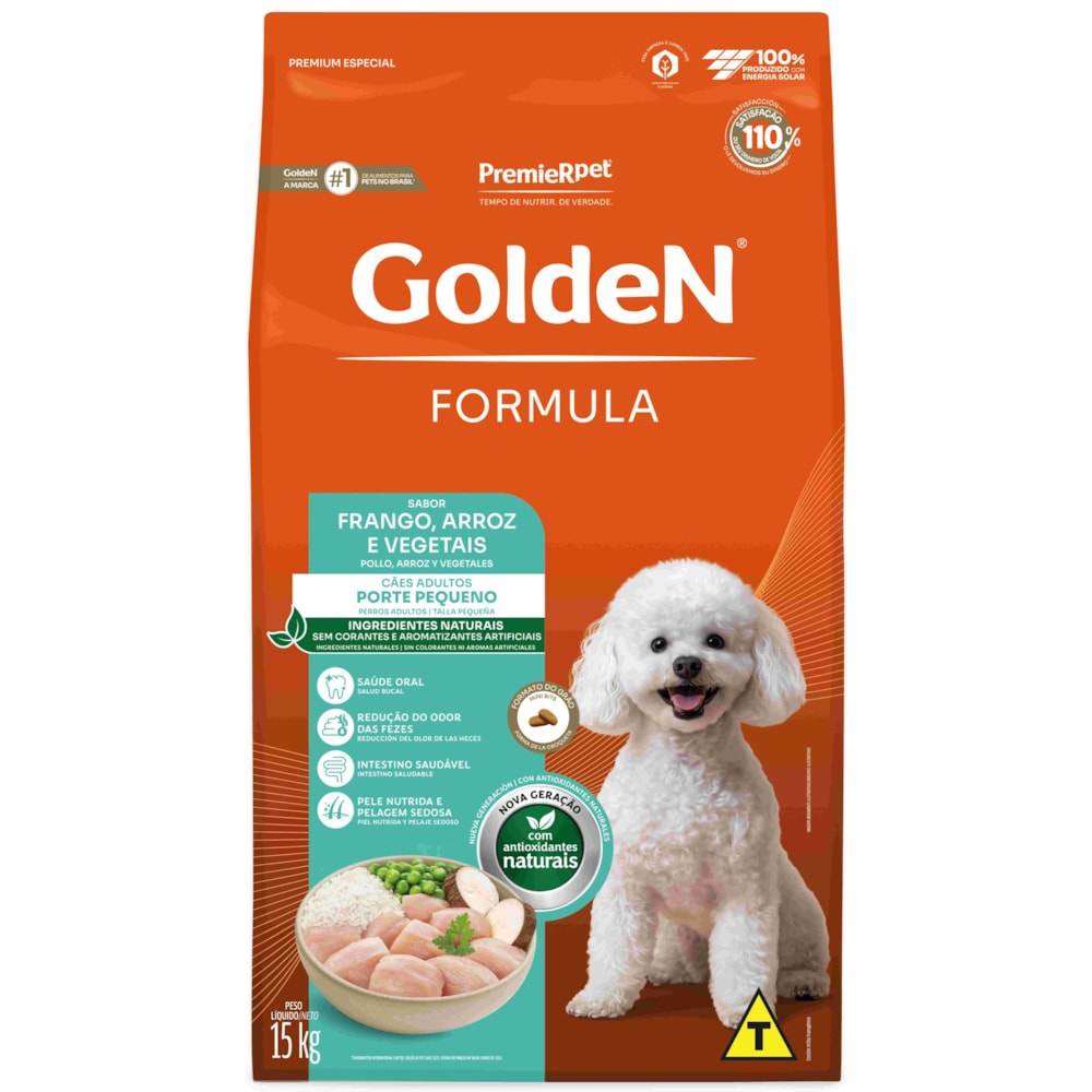 Ração Golden Formula Cães Adultos Porte Pequeno Mini Bits Sabor Frango e Arroz 15kg