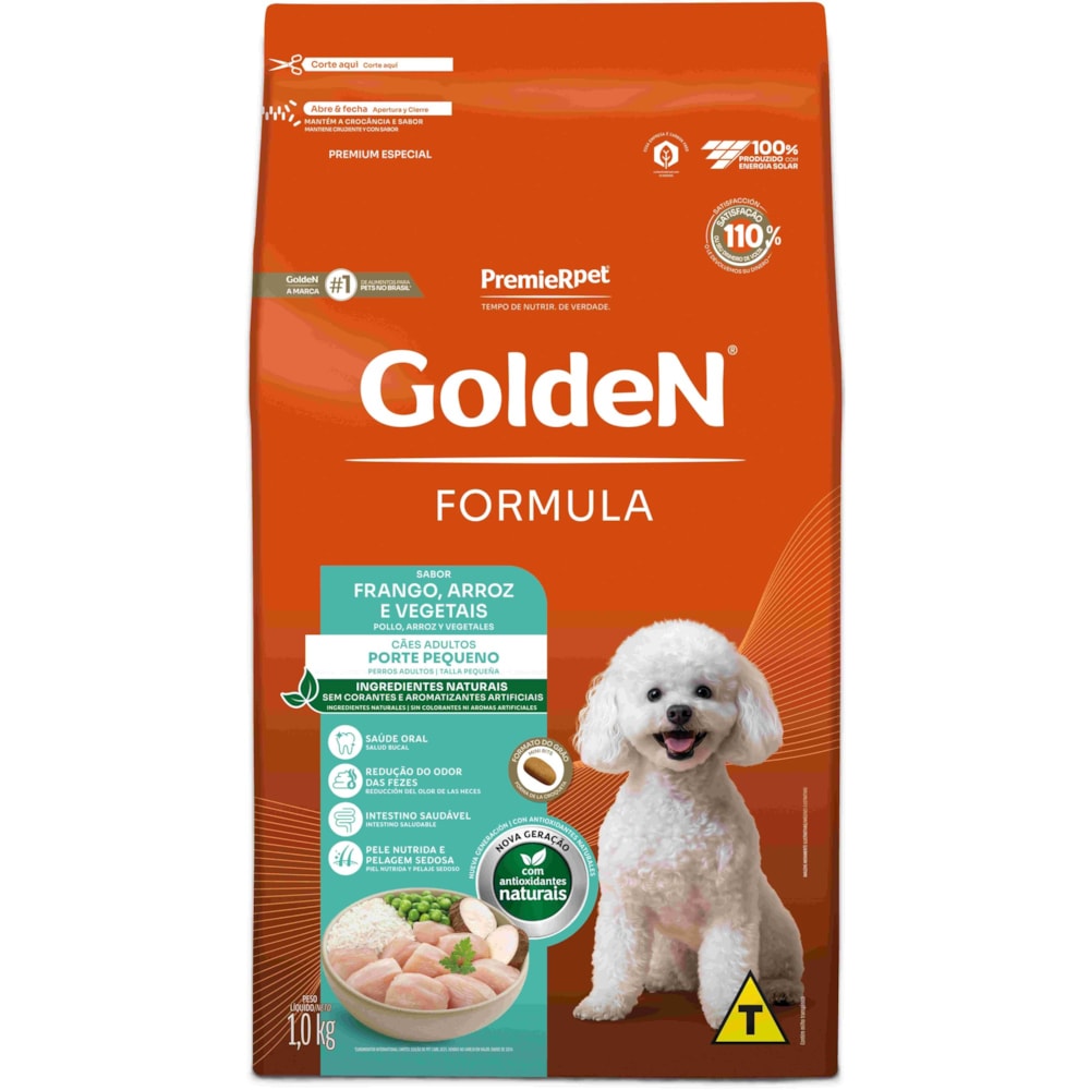 Ração Golden Formula Cães Adultos Porte Pequeno Mini Bits Sabor Frango e Arroz 1kg