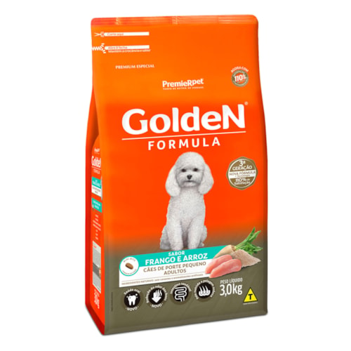 Ração Golden Formula Cães Adultos Porte Pequeno Mini Bits Sabor Frango e Arroz 3kg - imagem adicional