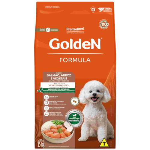 Ração Golden Formula Cães Adultos Porte Pequeno Mini Bits Sabor Salmão e Arroz 15kg - imagem adicional