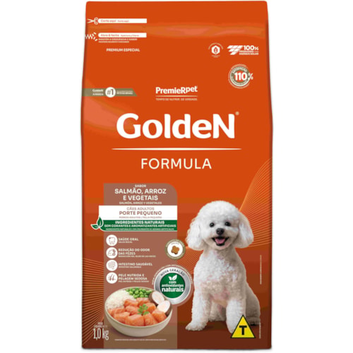 Ração Golden Formula Cães Adultos Porte Pequeno Mini Bits Salmão e Arroz 1kg
