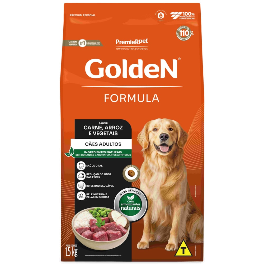 Ração Golden Formula Cães Adultos Sabor Carne e Arroz 15kg