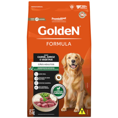 Ração Golden Formula Cães Adultos Sabor Carne e Arroz 15kg