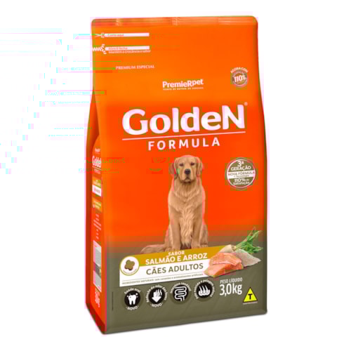 Ração Golden Fórmula Cães Adultos Salmão e Arroz 3,0 kg