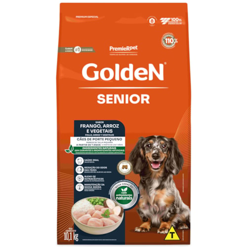 Ração Golden Formula Cães Adultos Senior Porte Pequeno Mini Bits Sabor Frango e Arroz 10,1kg