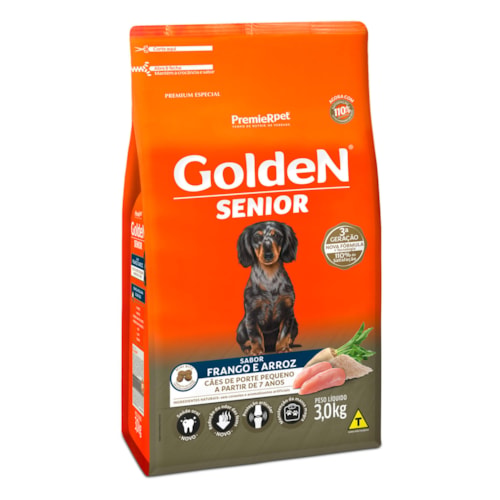 Ração Golden Formula Cães Adultos Senior Porte Pequeno Mini Bits Sabor Frango e Arroz 3kg - imagem adicional