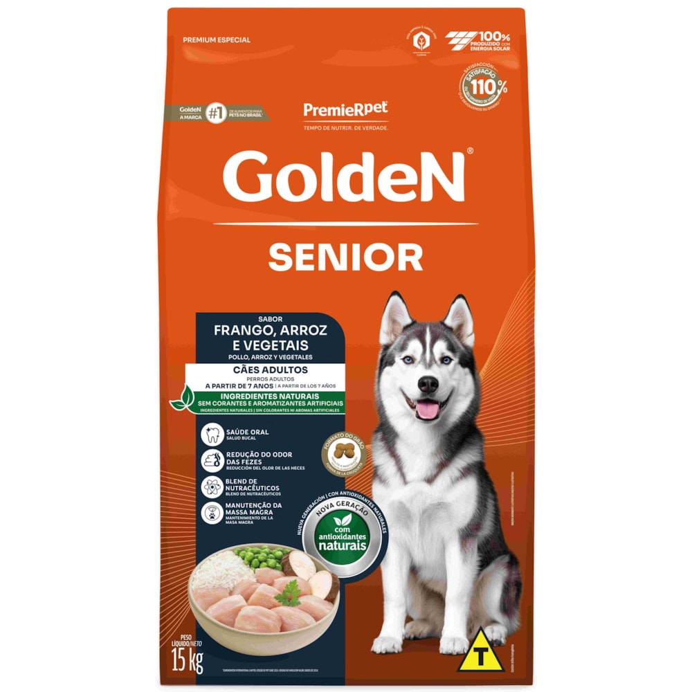 Ração Golden Formula Cães Adultos Senior Sabor Frango e Arroz 15kg
