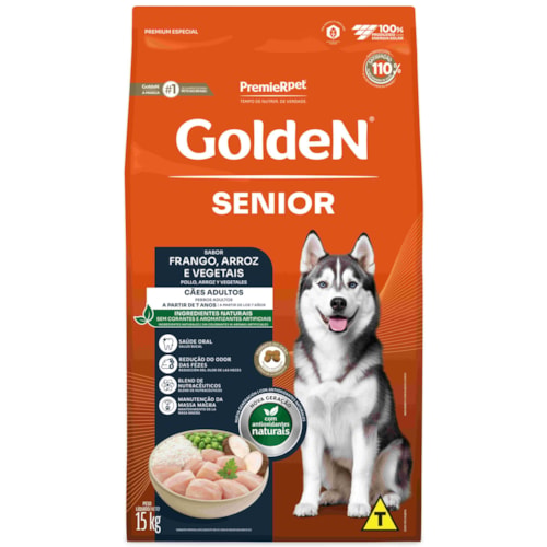 Ração Golden Formula Cães Adultos Senior Sabor Frango e Arroz 15kg