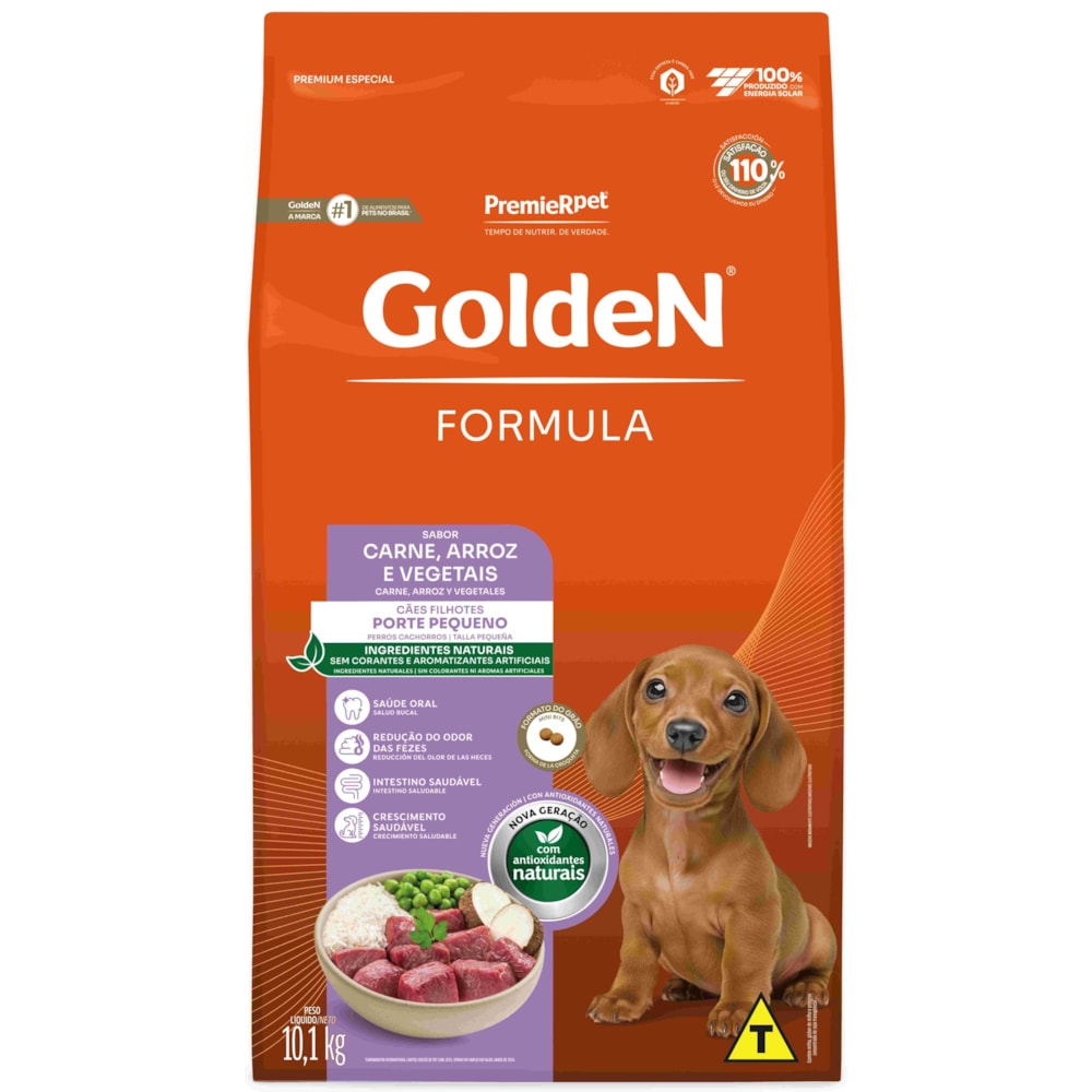 Ração Golden Formula Cães Filhotes Porte Pequeno Mini Bits Sabor Carne e Arroz 10,1kg