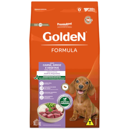 Ração Golden Formula Cães Filhotes Porte Pequeno Mini Bits Sabor Carne e Arroz 10,1kg
