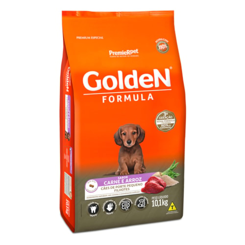 Ração Golden Formula Cães Filhotes Porte Pequeno Mini Bits Sabor Carne e Arroz 10,1kg - imagem adicional