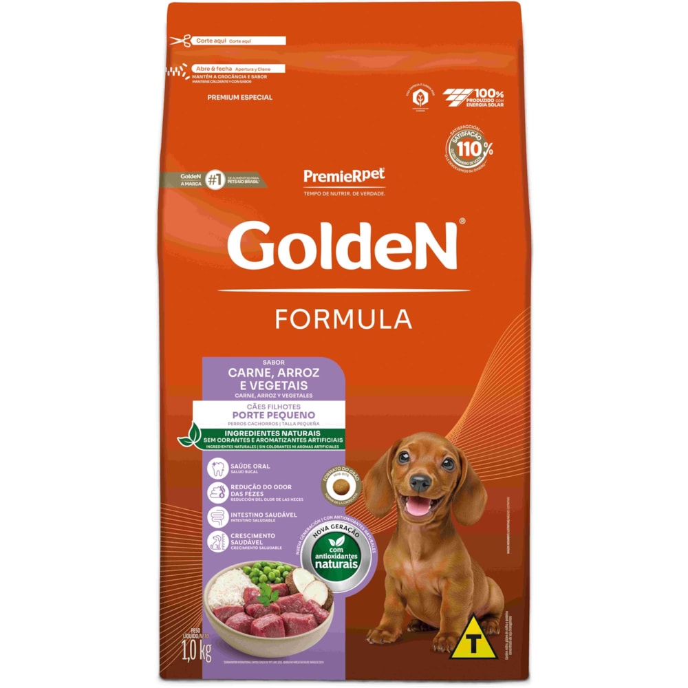 Ração Golden Formula Cães Filhotes Porte Pequeno Mini Bits Sabor Carne e Arroz 1kg