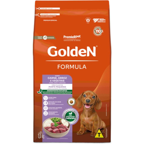 Ração Golden Formula Cães Filhotes Porte Pequeno Mini Bits Sabor Carne e Arroz 1kg