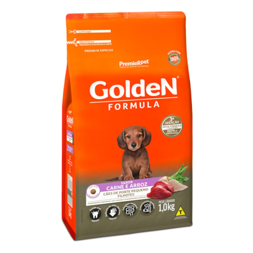 Ração Golden Formula Cães Filhotes Porte Pequeno Mini Bits Sabor Carne e Arroz 1kg - imagem adicional