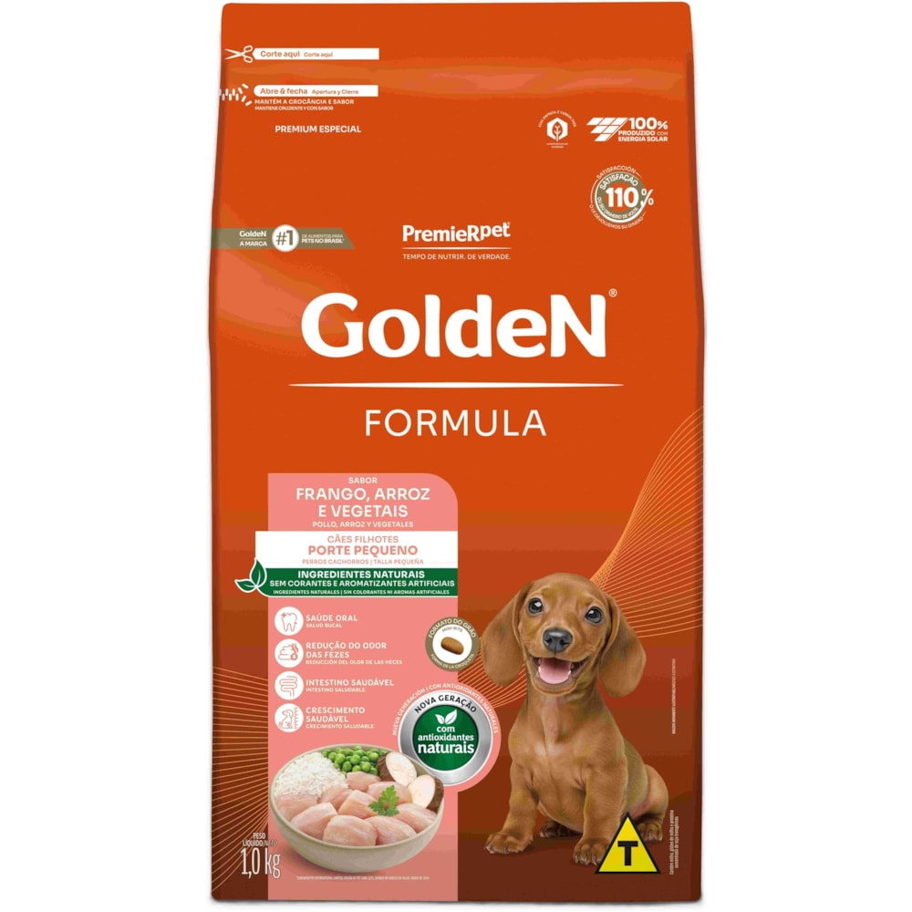 Ração Golden Formula Cães Filhotes Porte Pequeno Mini Bits Sabor Frango e Arroz 1kg
