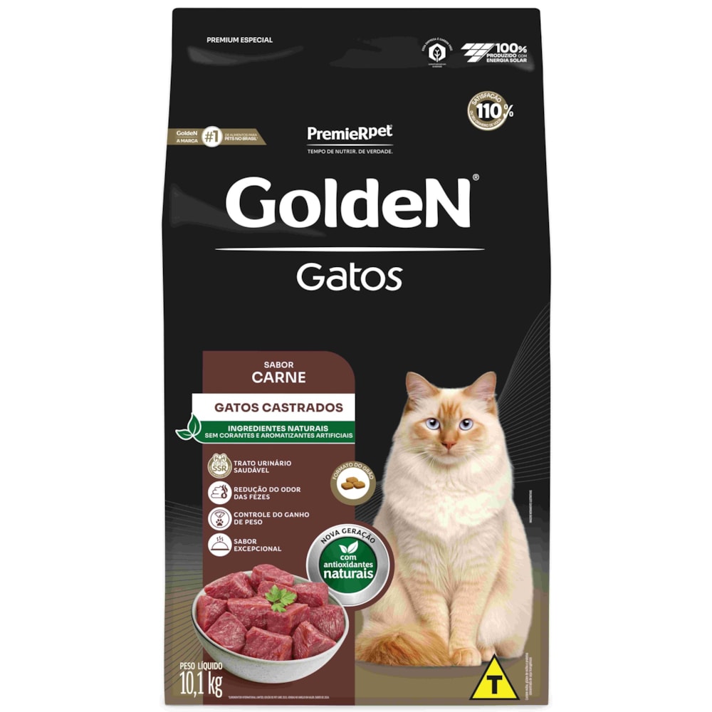 Ração Golden Formula Gatos Adultos Castrados Sabor Carne 10,1kg